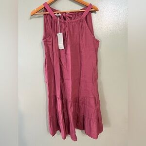 Bellambra Womens Tiered Pure Linen Italy Elegant Sleeveless Pink  Dress M NWT